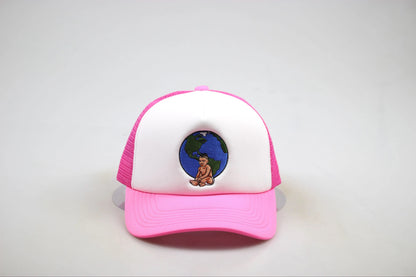 Pink Overseasbaby embroidered trucker hat