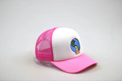 Pink Overseasbaby embroidered trucker hat